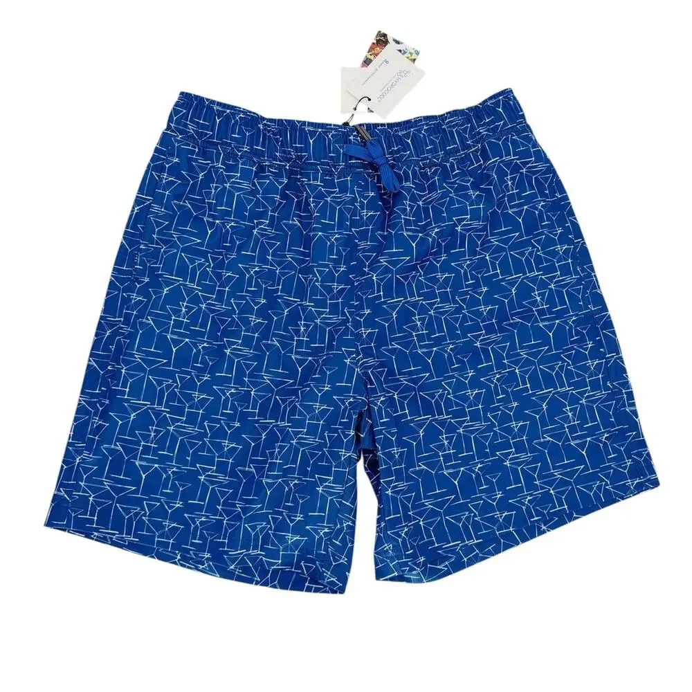 ROBERT GRAHAM Bathing Suit Size S Mens $79 Swim Trunks Blue Martini Glasses